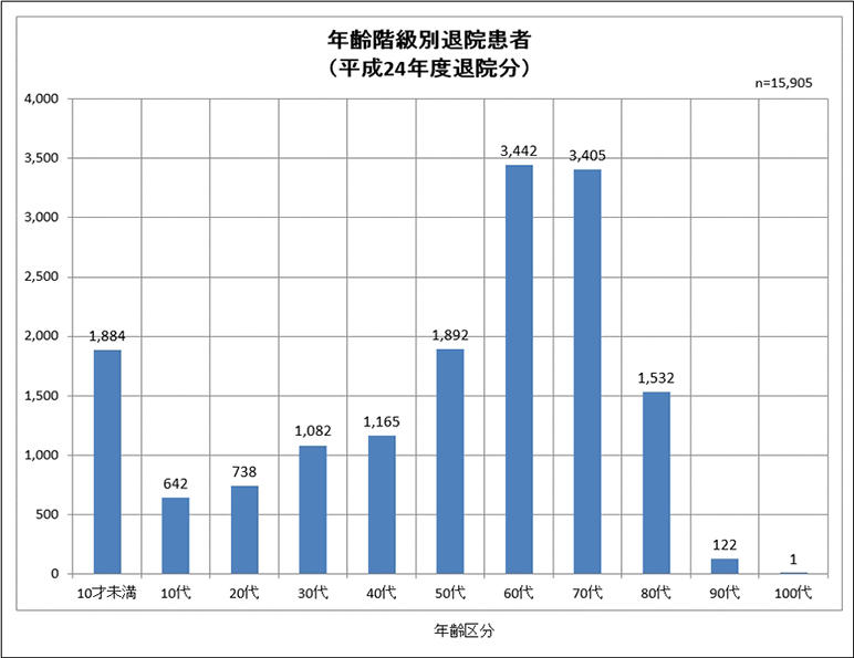 年齢階級別退院者数(※平成24年度退院分)
